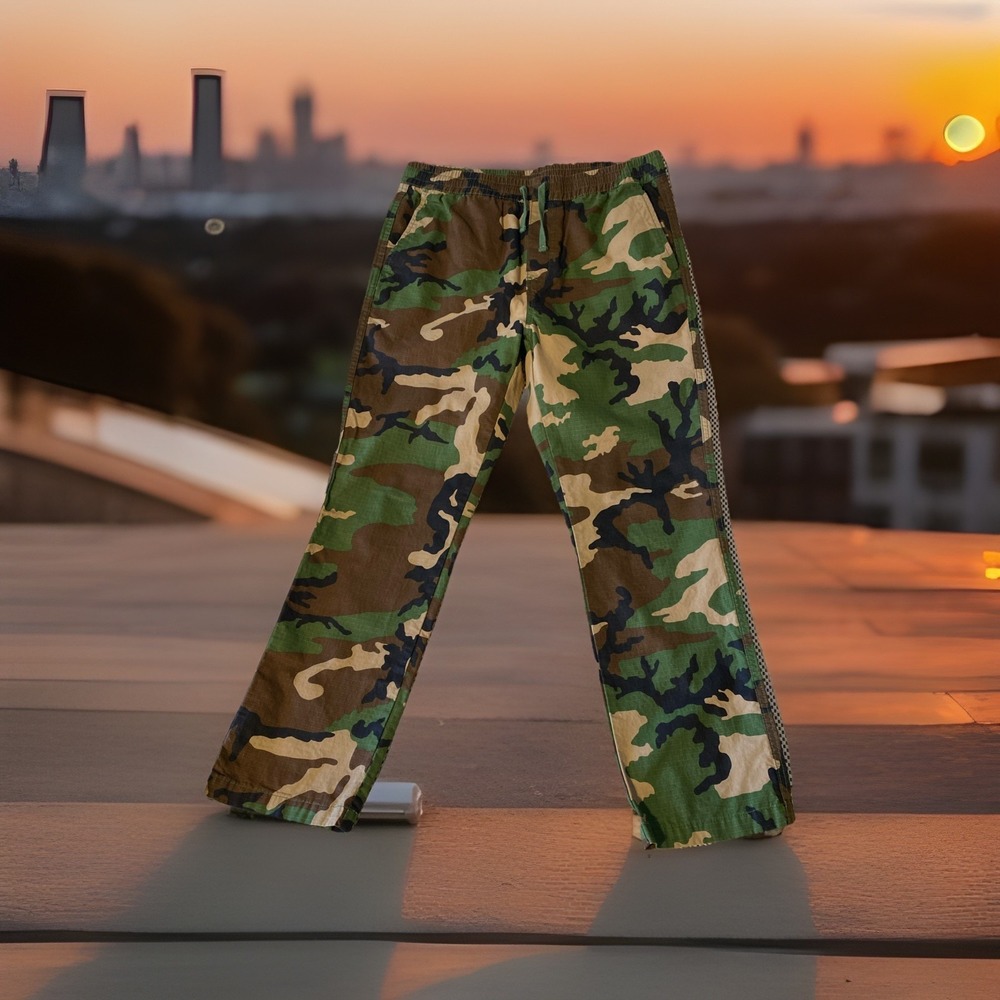 HUF Pants Mens L Green Camo Ripstop Drawstring Waist Relaxed Fit Streetwear - Picture 2 of 5